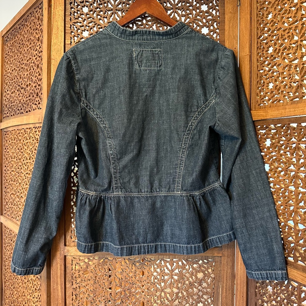Live a Little Dark Denim Jacket with Red Plaid Interior